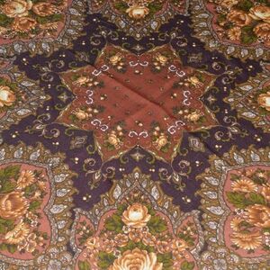 Floral Patterned Scarf in Purple and Brown